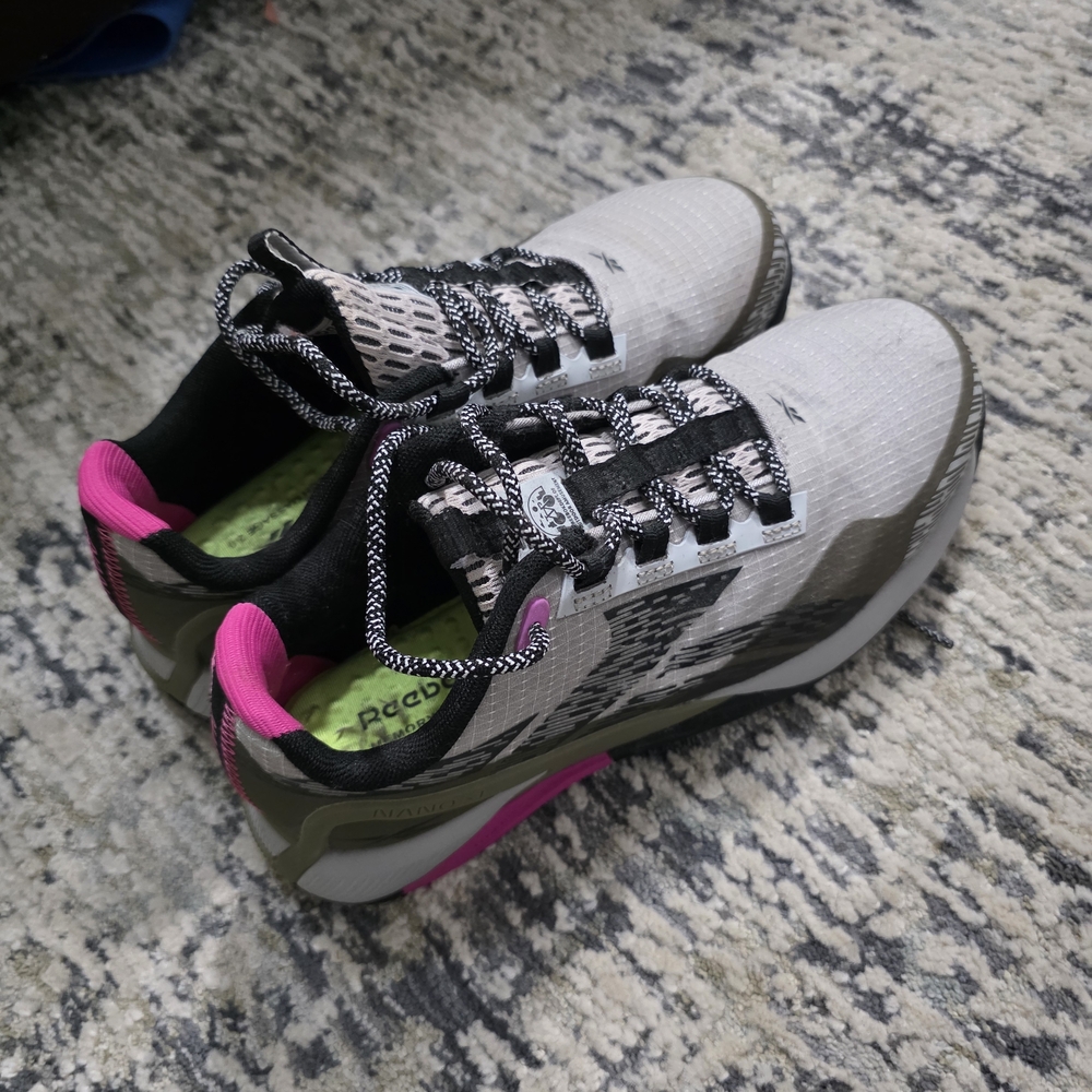 Reebok Women's Steel Toe Athletic Shoes - White and Pink 7.5